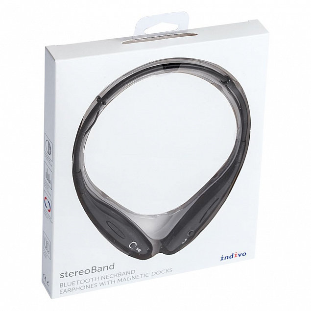 Bluetooth наушники stereoBand, черные с логотипом в Ставрополе заказать по выгодной цене в кибермаркете AvroraStore