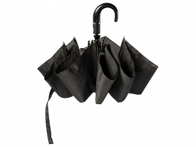 Складной зонт Horton Black с логотипом в Ставрополе заказать по выгодной цене в кибермаркете AvroraStore
