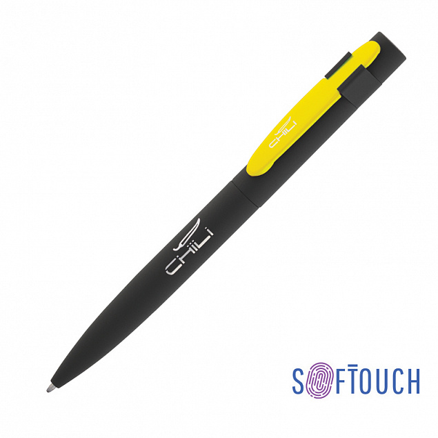 Ручка шариковая "Lip", черный/желтый, покрытие soft touch с логотипом в Ставрополе заказать по выгодной цене в кибермаркете AvroraStore