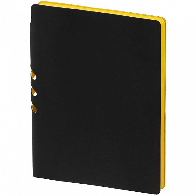 Ежедневник Flexpen Black, недатированный, черный с желтым с логотипом в Ставрополе заказать по выгодной цене в кибермаркете AvroraStore