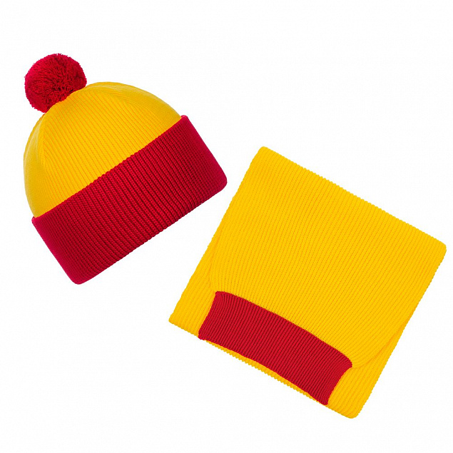 Шапка Snappy, желтая с красным с логотипом в Ставрополе заказать по выгодной цене в кибермаркете AvroraStore