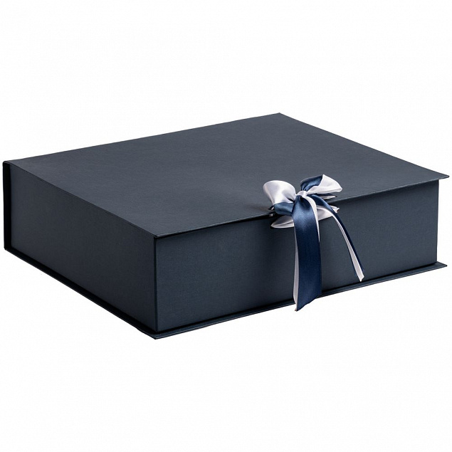 Коробка на лентах Tie Up, синяя с логотипом в Ставрополе заказать по выгодной цене в кибермаркете AvroraStore