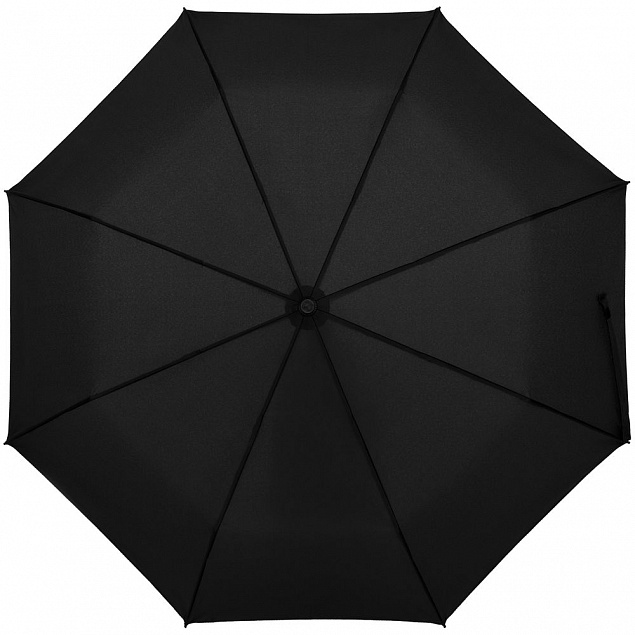 Зонт складной Clevis с ручкой-карабином, черный с логотипом в Ставрополе заказать по выгодной цене в кибермаркете AvroraStore