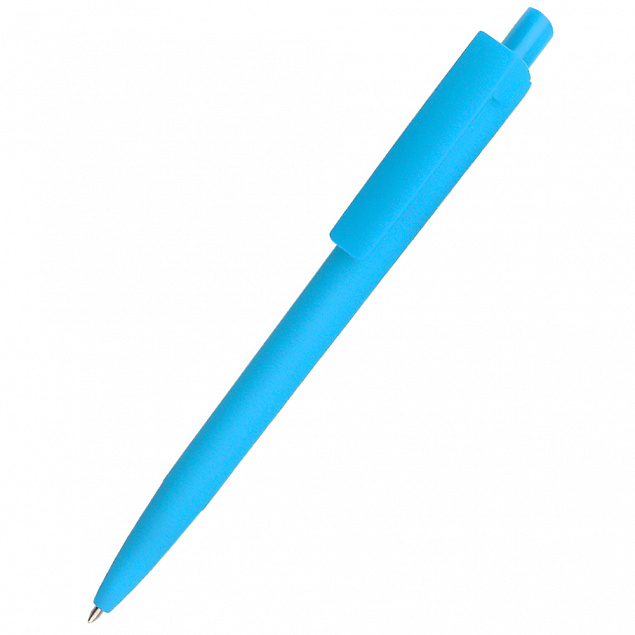 Ручка пластиковая Agata софт-тач, голубая с логотипом в Ставрополе заказать по выгодной цене в кибермаркете AvroraStore