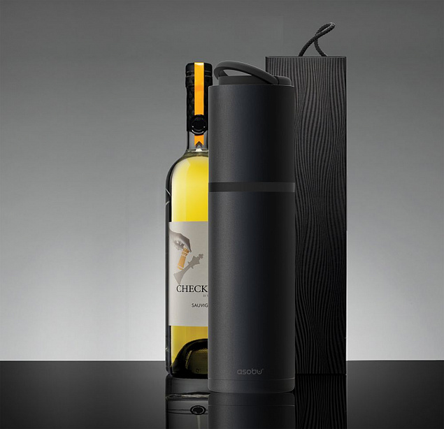 Термофутляр для вина Vin Blanc, черный с логотипом в Ставрополе заказать по выгодной цене в кибермаркете AvroraStore