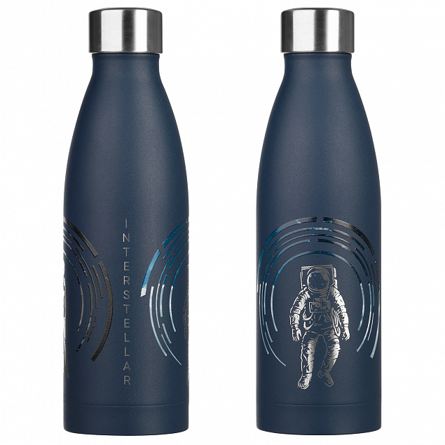Термобутылка вакуумная герметичная, Fresco, 500 ml, синяя с логотипом в Ставрополе заказать по выгодной цене в кибермаркете AvroraStore