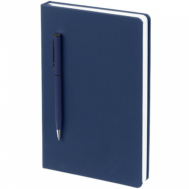 Ежедневник Magnet Shall с ручкой, синий с логотипом в Ставрополе заказать по выгодной цене в кибермаркете AvroraStore