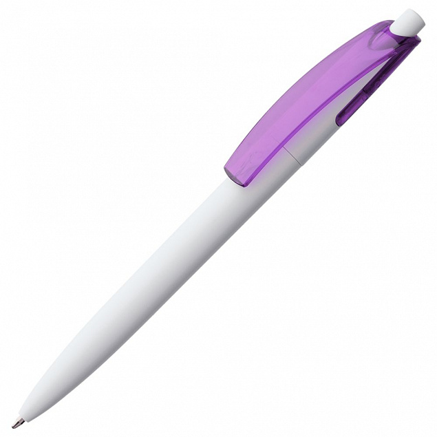 Ручка шариковая Bento, белая с фиолетовым с логотипом в Ставрополе заказать по выгодной цене в кибермаркете AvroraStore