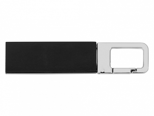 Флеш-карта USB 2.0 16 Gb с карабином Hook, черный/серебристый с логотипом в Ставрополе заказать по выгодной цене в кибермаркете AvroraStore