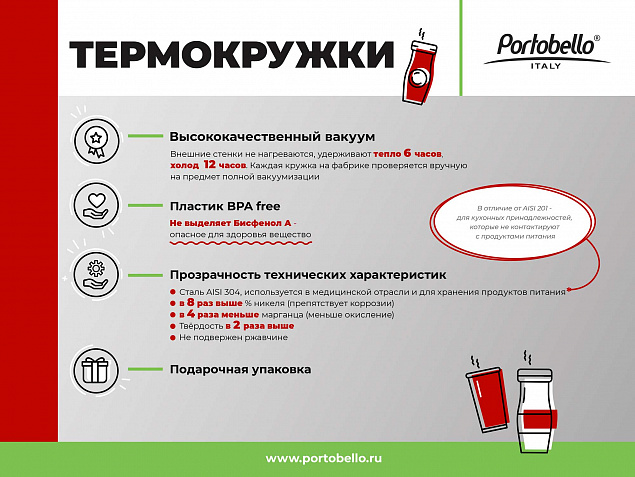Термобутылка вакуумная герметичная Portobello, Fresco Neo, 500 ml, белая с логотипом в Ставрополе заказать по выгодной цене в кибермаркете AvroraStore