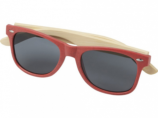 Sun Ray очки с бамбуковой оправой, красный с логотипом в Ставрополе заказать по выгодной цене в кибермаркете AvroraStore