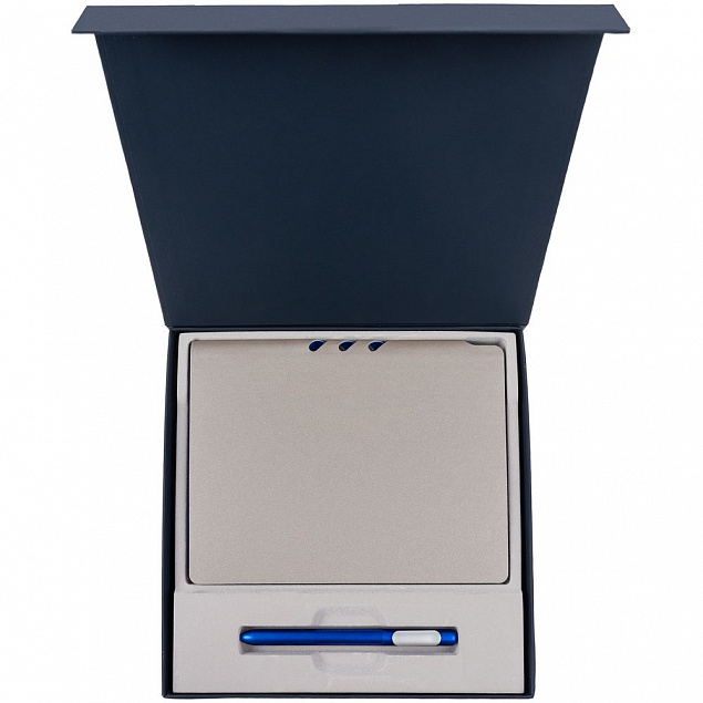 Коробка Memoria под ежедневник и ручку, синяя с логотипом в Ставрополе заказать по выгодной цене в кибермаркете AvroraStore