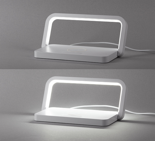 Лампа складная "Smart Light" с беспроводным (10W) зарядным устройством и подставкой для смартфона с логотипом в Ставрополе заказать по выгодной цене в кибермаркете AvroraStore
