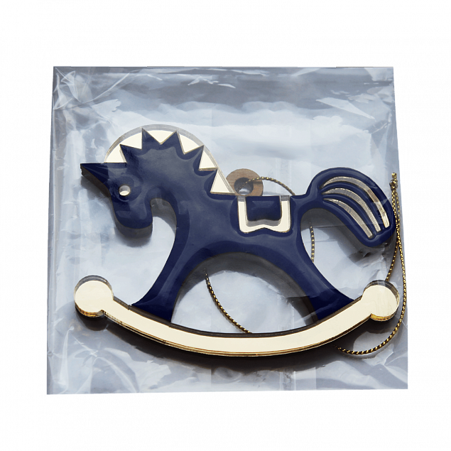 Ёлочная игрушка Лошадка (синий) с логотипом в Ставрополе заказать по выгодной цене в кибермаркете AvroraStore
