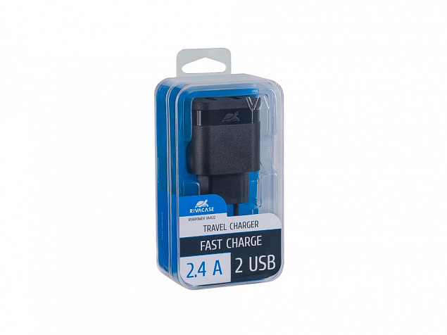 Сетевое зарядное устройство, 2 USB/2.4 A с логотипом в Ставрополе заказать по выгодной цене в кибермаркете AvroraStore