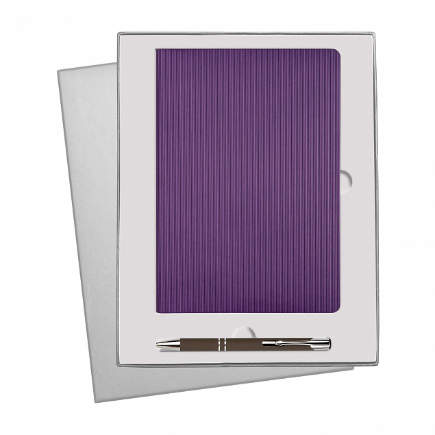 Подарочный набор Rain/Alpha, фиолетовый (ежедневник недат А5, ручка) с логотипом в Ставрополе заказать по выгодной цене в кибермаркете AvroraStore