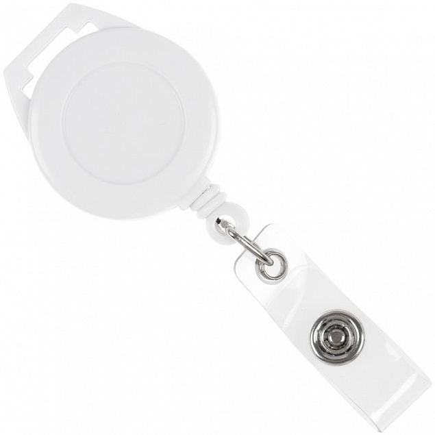 Ретрактор Attach с ушком для ленты ver.2, белый с логотипом в Ставрополе заказать по выгодной цене в кибермаркете AvroraStore