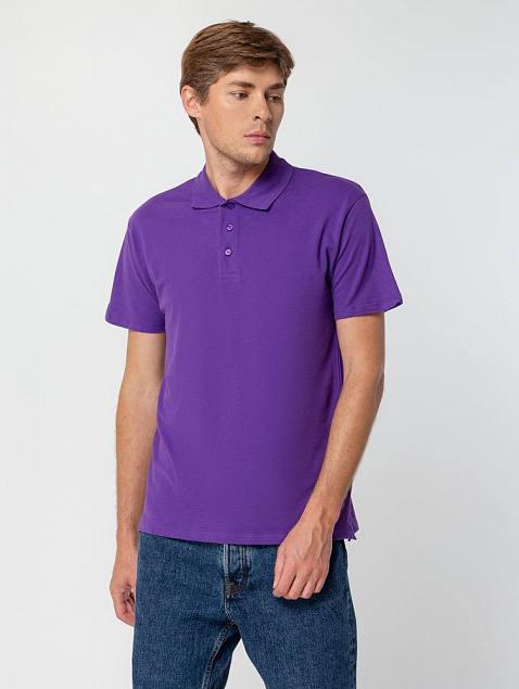 Рубашка поло мужская SUMMER 170, темно-фиолетовая с логотипом в Ставрополе заказать по выгодной цене в кибермаркете AvroraStore