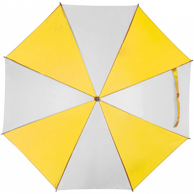 Зонт-трость Milkshake, белый с желтым с логотипом в Ставрополе заказать по выгодной цене в кибермаркете AvroraStore