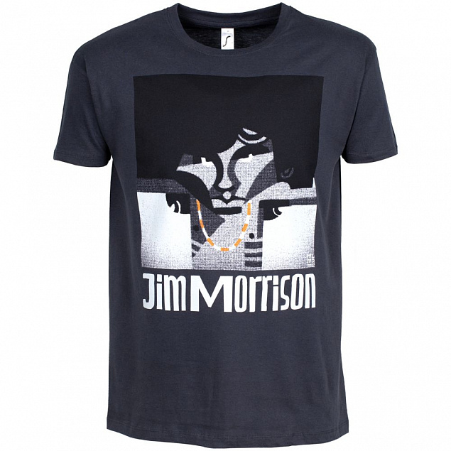 Футболка «Меламед. Jim Morrison», темно-серая с логотипом в Ставрополе заказать по выгодной цене в кибермаркете AvroraStore