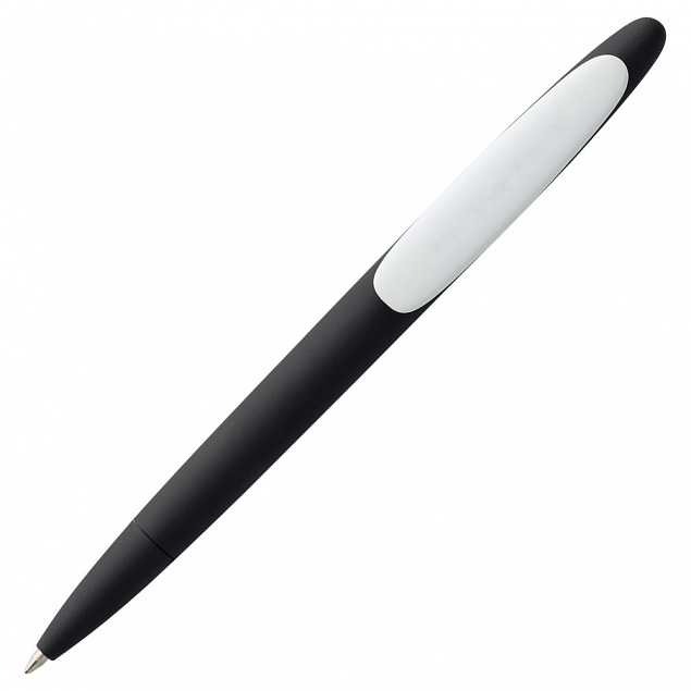 Ручка шариковая Prodir DS5 TRR-P Soft Touch, черная с белым с логотипом в Ставрополе заказать по выгодной цене в кибермаркете AvroraStore