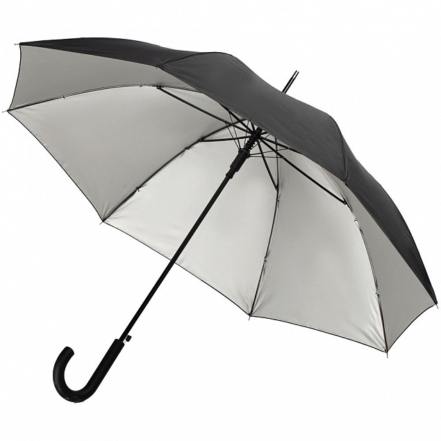 Зонт-трость Silverine, черный с логотипом в Ставрополе заказать по выгодной цене в кибермаркете AvroraStore