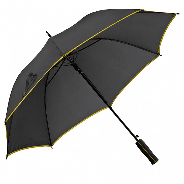 Зонт-трость Jenna, черный с желтым с логотипом в Ставрополе заказать по выгодной цене в кибермаркете AvroraStore