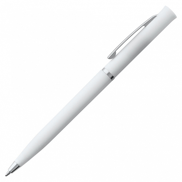 Ручка шариковая Euro Chrome, белая с логотипом в Ставрополе заказать по выгодной цене в кибермаркете AvroraStore