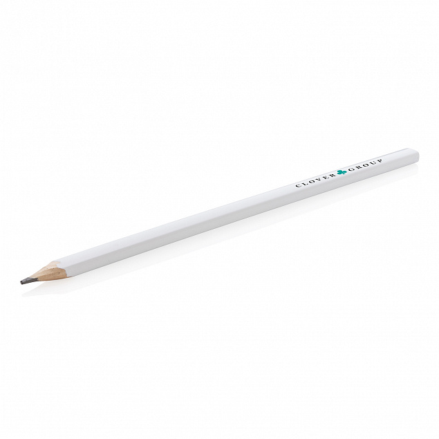 Деревянный карандаш, 25 см, белый с логотипом в Ставрополе заказать по выгодной цене в кибермаркете AvroraStore