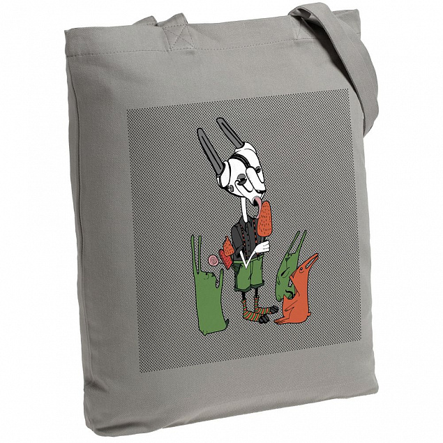 Холщовая сумка «Зайцы и морковное мороженое», серая с логотипом в Ставрополе заказать по выгодной цене в кибермаркете AvroraStore