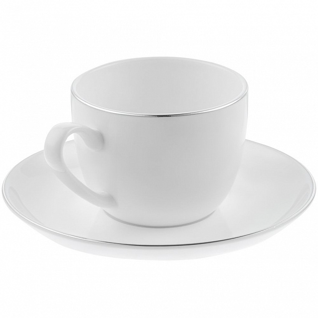 Кофейная пара Mansion Select, белая с серебристой отводкой с логотипом в Ставрополе заказать по выгодной цене в кибермаркете AvroraStore