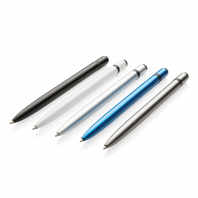 Металлическая ручка-стилус Slim, голубой с логотипом в Ставрополе заказать по выгодной цене в кибермаркете AvroraStore
