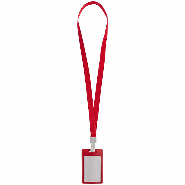 Карман для бейджа с лентой Staff, красный с логотипом в Ставрополе заказать по выгодной цене в кибермаркете AvroraStore