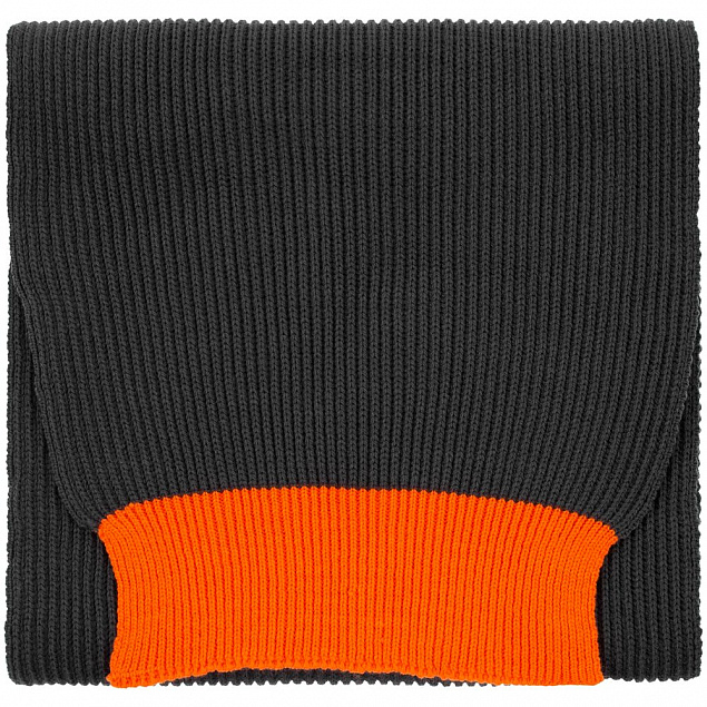 Шарф Snappy, темно-серый с оранжевым с логотипом в Ставрополе заказать по выгодной цене в кибермаркете AvroraStore