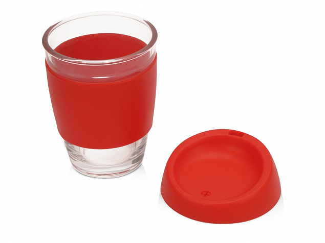 Стеклянный стакан с силиконовой крышкой и манжетой Monday с логотипом в Ставрополе заказать по выгодной цене в кибермаркете AvroraStore