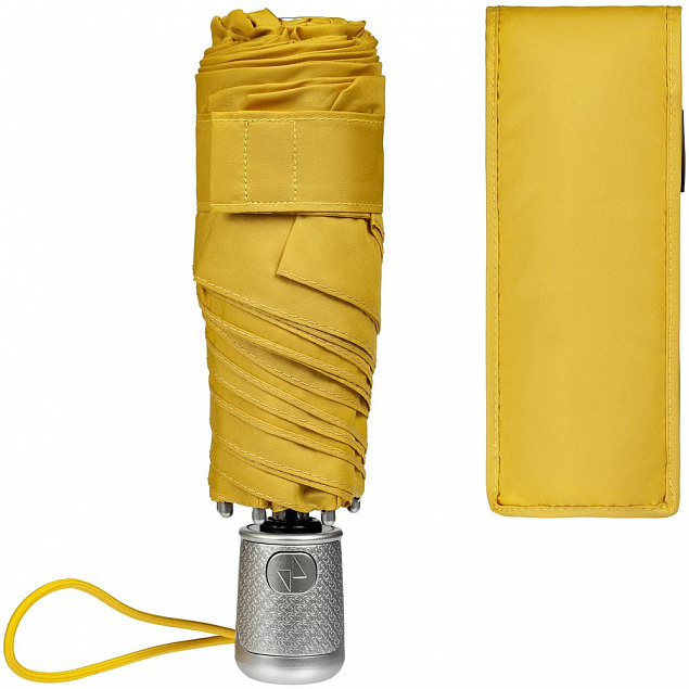 Складной зонт Alu Drop S, 4 сложения, автомат, желтый (горчичный) с логотипом в Ставрополе заказать по выгодной цене в кибермаркете AvroraStore