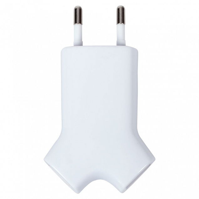 Сетевое зарядное устройство Uniscend Double USB, белое с логотипом в Ставрополе заказать по выгодной цене в кибермаркете AvroraStore