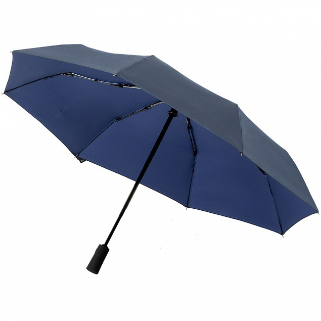 Складной зонт doubleDub, синий с логотипом в Ставрополе заказать по выгодной цене в кибермаркете AvroraStore