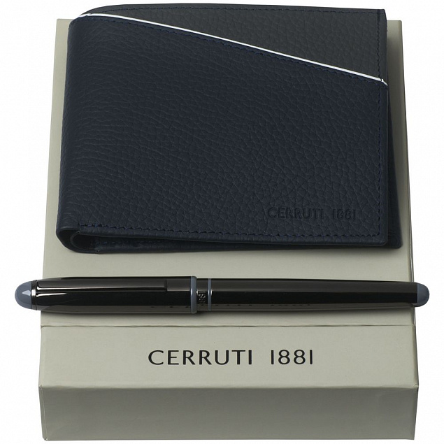 Набор Cerruti 1881: кошелек и роллер, синий с логотипом в Ставрополе заказать по выгодной цене в кибермаркете AvroraStore