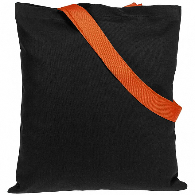 Холщовая сумка BrighTone, черная с оранжевыми ручками с логотипом в Ставрополе заказать по выгодной цене в кибермаркете AvroraStore