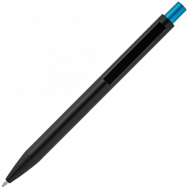 Ручка шариковая Chromatic, черная с голубым с логотипом в Ставрополе заказать по выгодной цене в кибермаркете AvroraStore