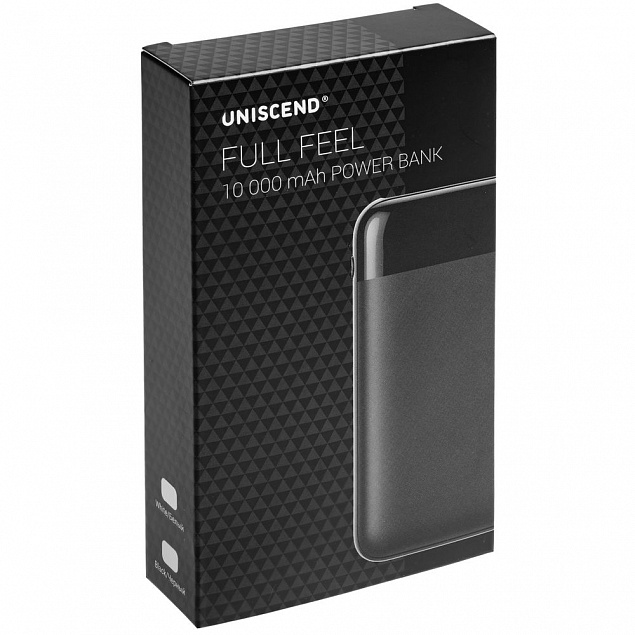Внешний аккумулятор Uniscend Full Feel 10000 mAh с индикатором заряда, черный с логотипом в Ставрополе заказать по выгодной цене в кибермаркете AvroraStore
