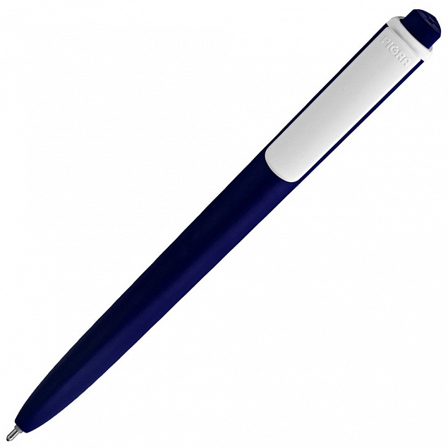 Ручка шариковая Pigra P02 Mat, темно-синяя с белым с логотипом в Ставрополе заказать по выгодной цене в кибермаркете AvroraStore