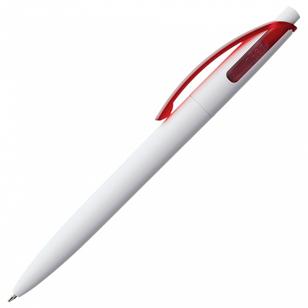 Ручка шариковая Bento, белая с красным с логотипом в Ставрополе заказать по выгодной цене в кибермаркете AvroraStore