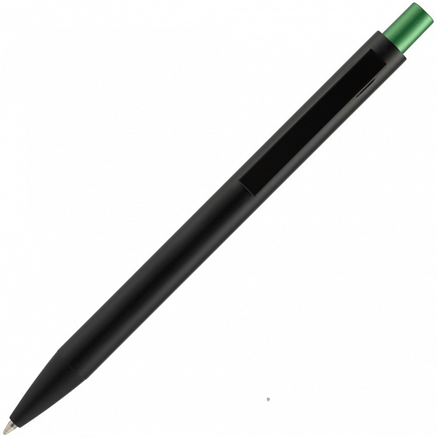 Ручка шариковая Chromatic, черная с зеленым с логотипом в Ставрополе заказать по выгодной цене в кибермаркете AvroraStore