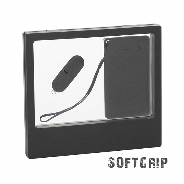 Подарочный набор "Камень" с покрытием soft grip на 3 предмета, черный с логотипом в Ставрополе заказать по выгодной цене в кибермаркете AvroraStore