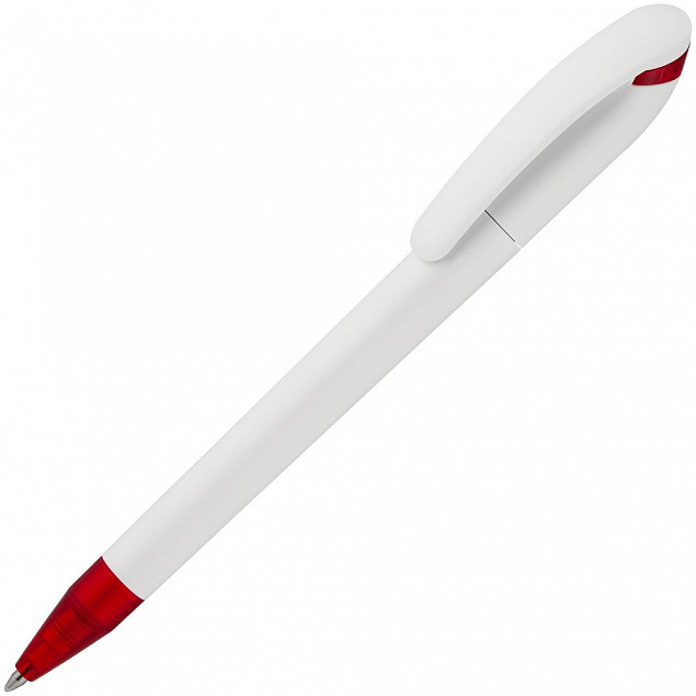 Ручка шариковая Beo Sport, белая с красным с логотипом в Ставрополе заказать по выгодной цене в кибермаркете AvroraStore