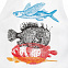 Фартук «Морские обитатели», белый с логотипом в Ставрополе заказать по выгодной цене в кибермаркете AvroraStore