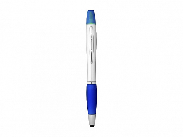 Ручка-стилус Nash с маркером, синий классический/серебристый с логотипом в Ставрополе заказать по выгодной цене в кибермаркете AvroraStore