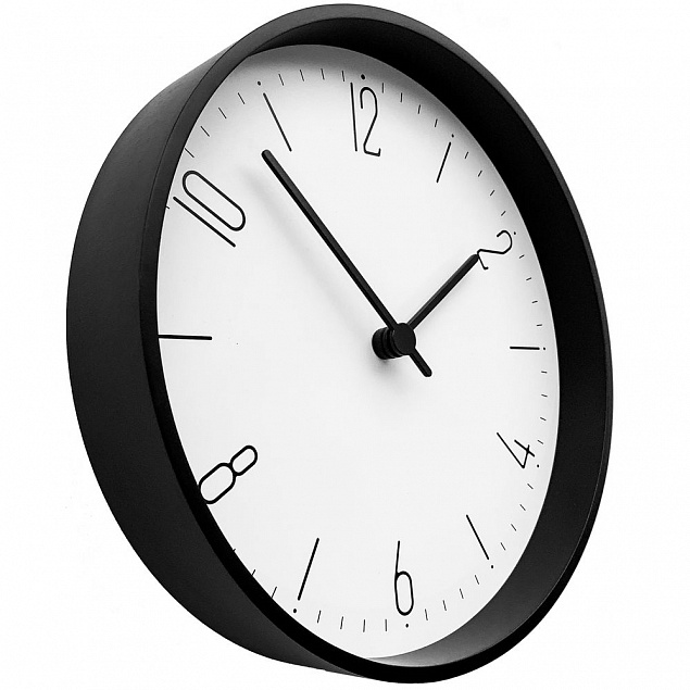 Часы настенные Lander, белые с черным с логотипом в Ставрополе заказать по выгодной цене в кибермаркете AvroraStore